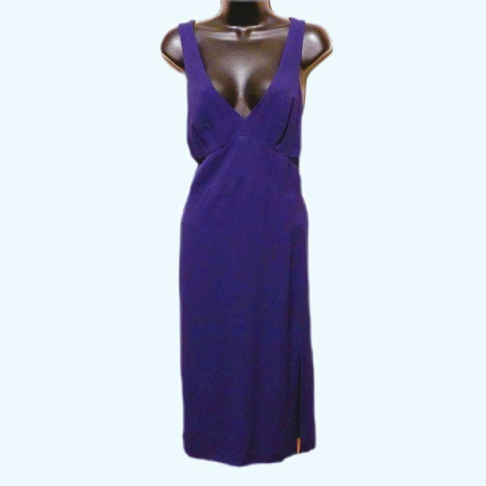 REBECCA TAYLOR Blue Dress with Black Mesh Panels, size 12
